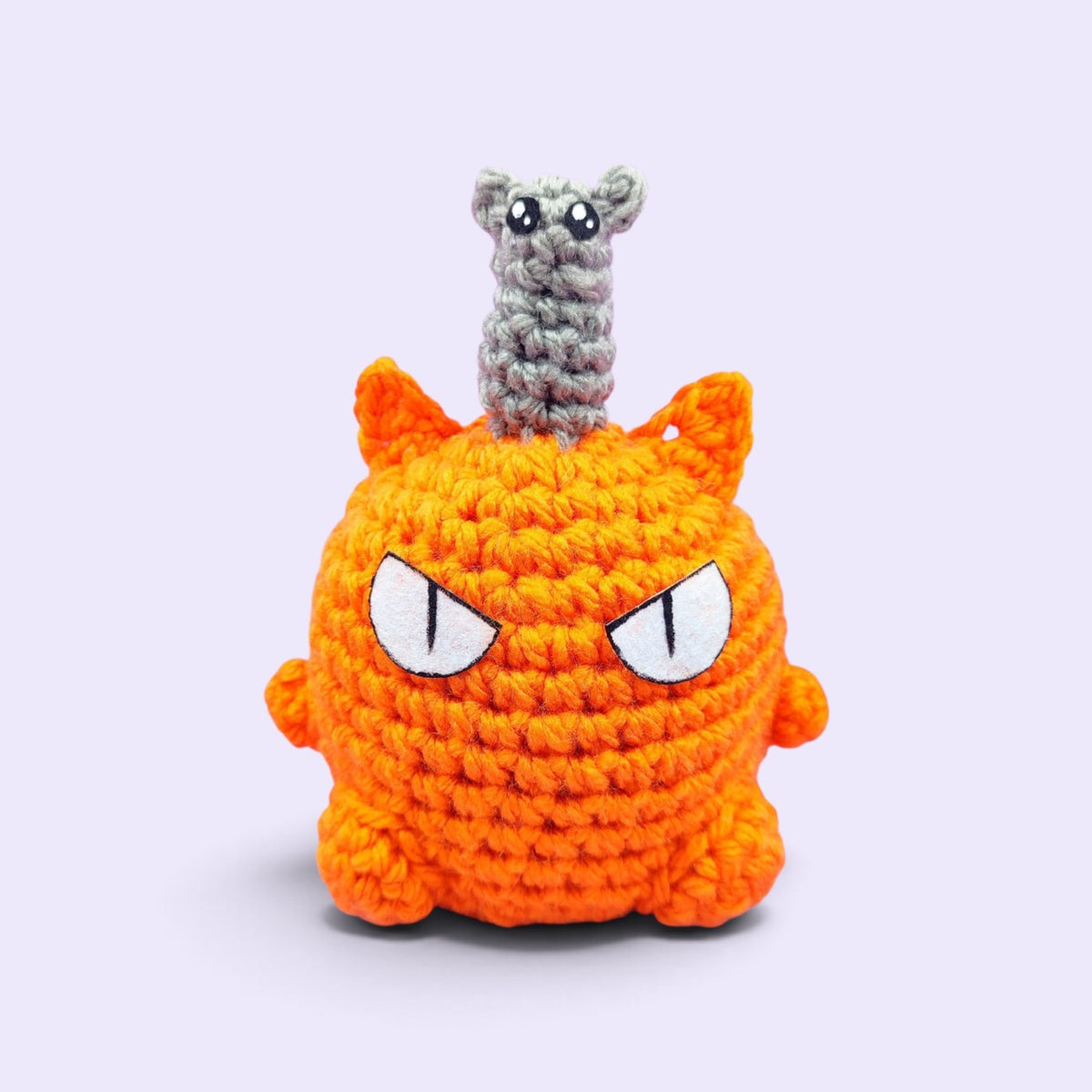 Orange Cat and Gray Mouse Amigurumi Duo