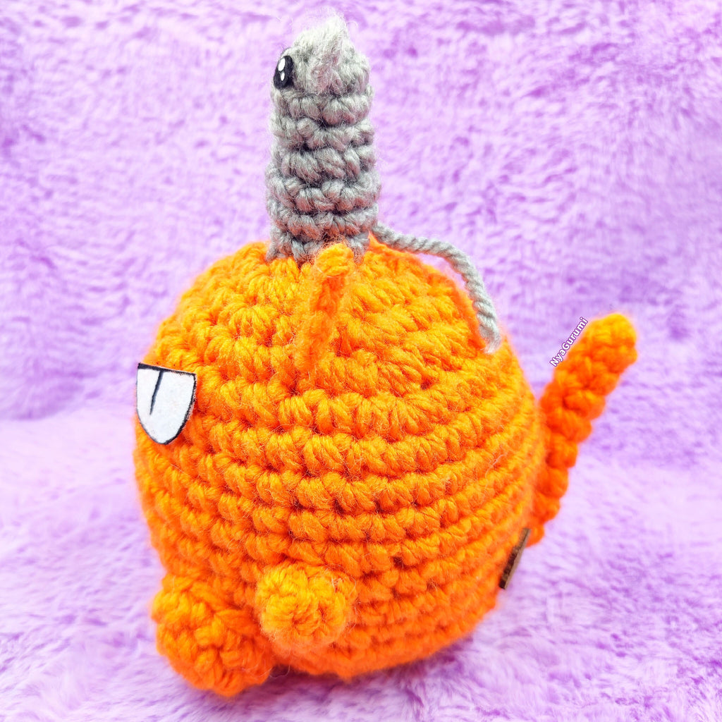 Orange Cat and Gray Mouse Amigurumi Duo