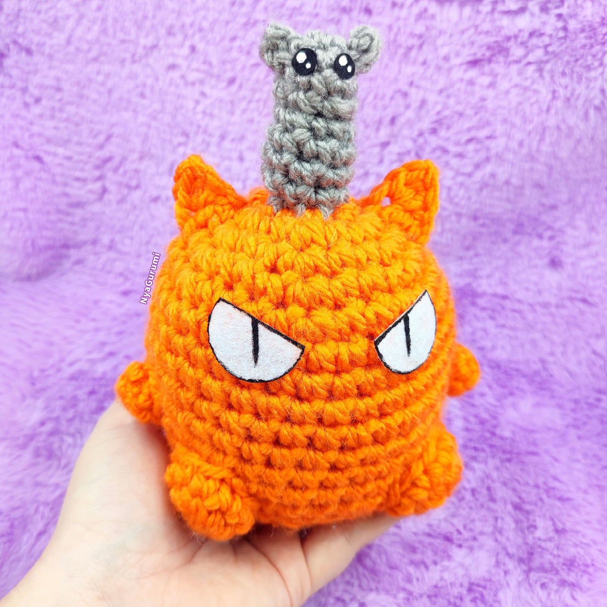Orange Cat and Gray Mouse Amigurumi Duo
