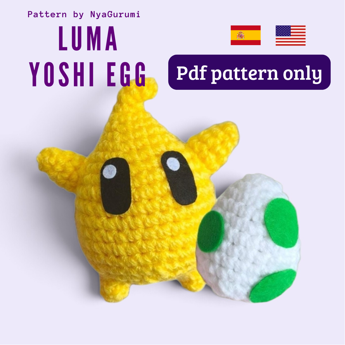 Magic Star Keychain and Dinosaur Egg PDF Pattern (Spanish / English)