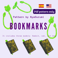 PDF Pattern Crochet Bookmark Set (Leaf, Cat and Bunny) (Spanish / English)