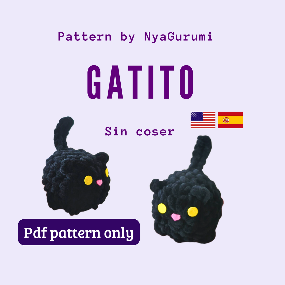PDF Amigurumi Black Cat Pattern (Spanish / English)